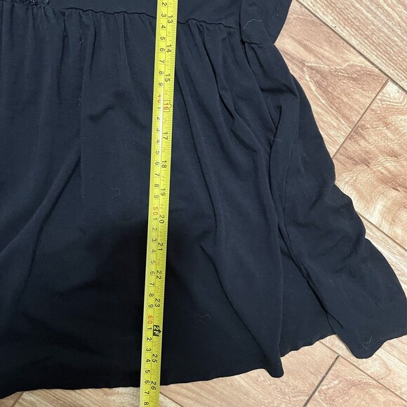 Torrid Black Babydoll Top Lagenlook Size 1X Super Soft Knit Embroidery Slouchy - Picture 6 of 6